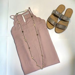 Scalloped High Neck Blush Pink Top
